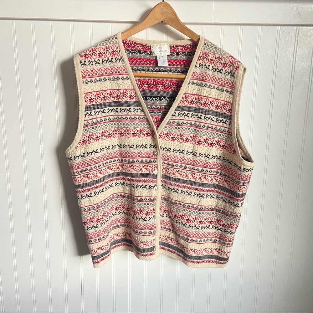 Susan Bristol Vest Vintage Nordic Folk Cottagecore Warm Winter Sweater 1X Large